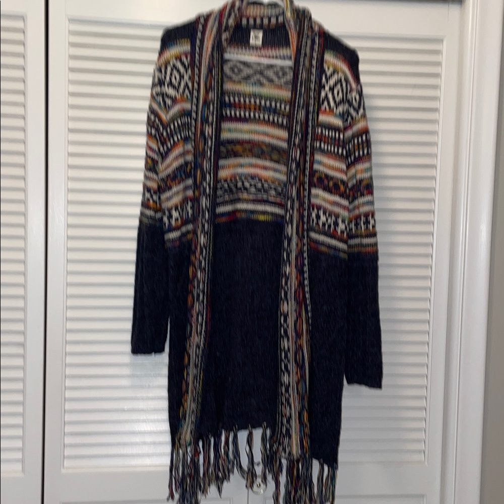 Sew In Love Vibrant Knit Cardigan with Fringe, XL